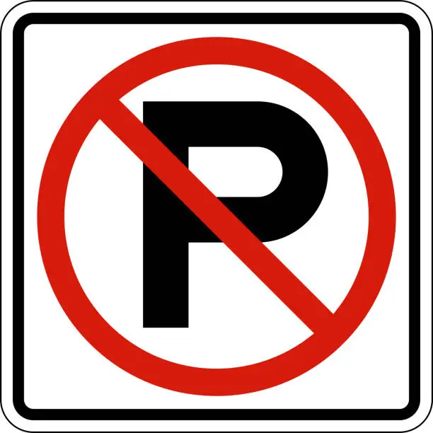 Vector illustration of No Parking Sign On White Background