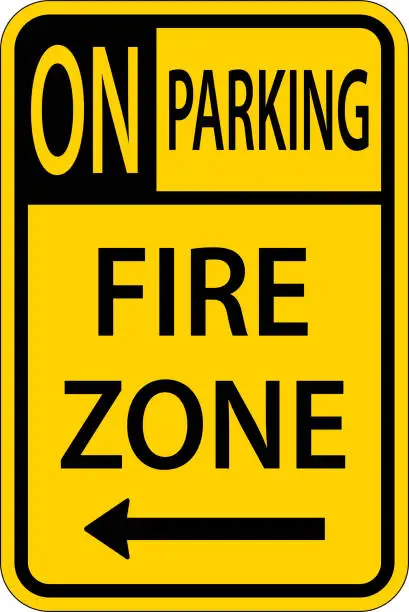 Vector illustration of No Parking Fire Zone,Left Arrow Sign On White Background