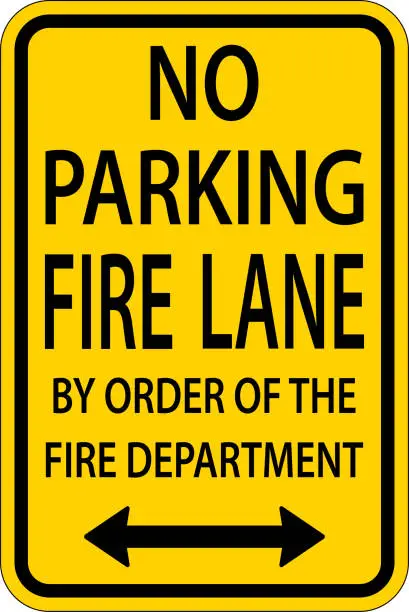 Vector illustration of No Parking Fire Lane Double Arrow Sign On White Background