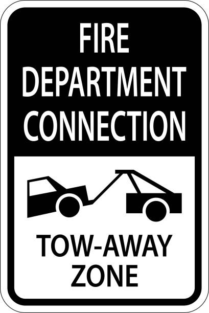 istock Fire Department Connection Tow Away Zone Sign On White Background 1393849108
