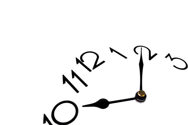 istock Part of analogue plain clock on white background. Ten o'clock. Close up with copy space 1393849939
