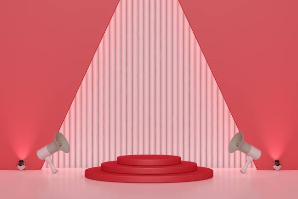 istock 3d rendering exhibition background, blank stand for product presentation 1393850441