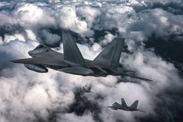 istock Jet fighters flying over the clouds. 1393851139