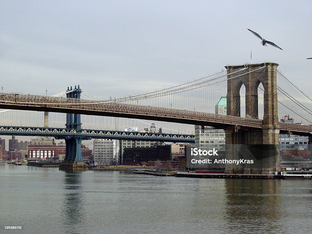 Ponte de Brooklyn & Ponte de Manhattan 1 - Royalty-free Acima Foto de stock