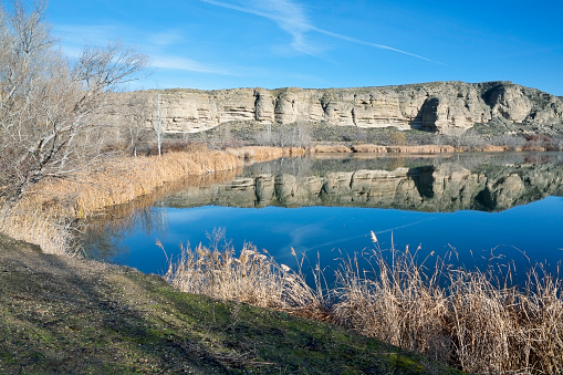 Laguna del Campillo a sunny day. Madrid.