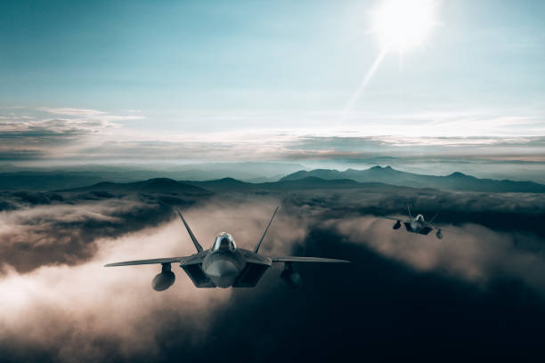 istock Jet fighters flying over the clouds. 1393852726