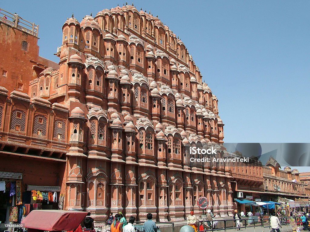 Hawa Mahal, Jaipur, Índia - Foto de stock de Arenito royalty-free