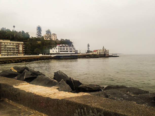 Chile. Gray sky over the pacific ocean.