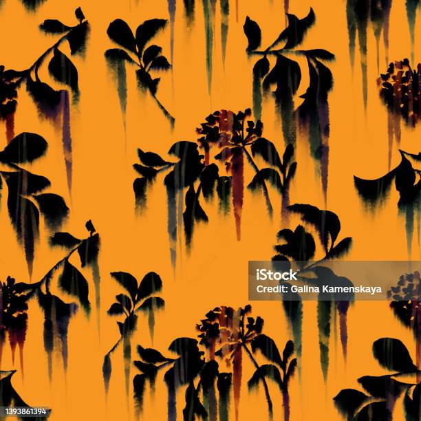 Distorted Flowers Pattern Blurred Floral Seamless Pattern Distorted Wildflower Silhouettes ...