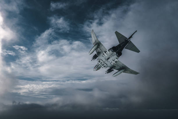 istock Jet fighters flying over the clouds. 1393864529