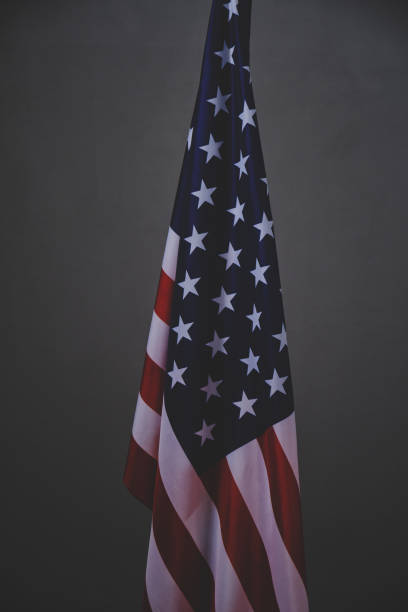 istock Flag United States America gray background. 1393866793