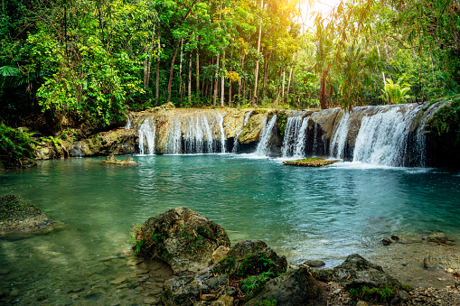 Beautiful and picturesque waterfalls\nCambugahay Falls, Siquijor, The Philippines