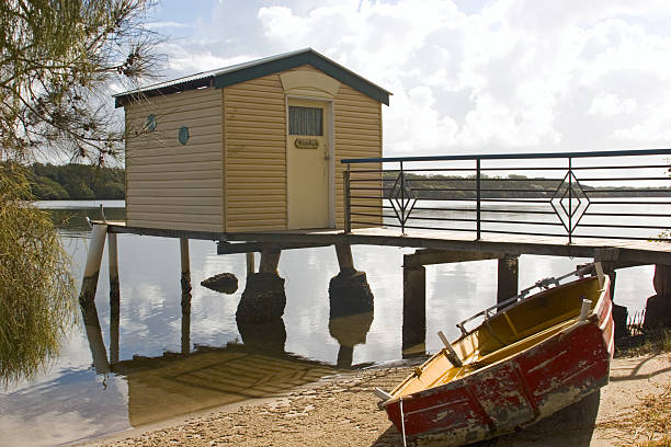 Fishing shack stock photo