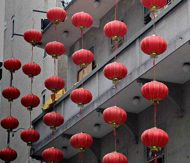 Asian red lanterns stock photo