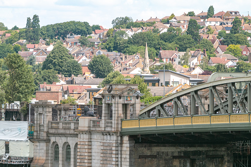 Rochester Bridge on Medway River near Strood in Kent, England