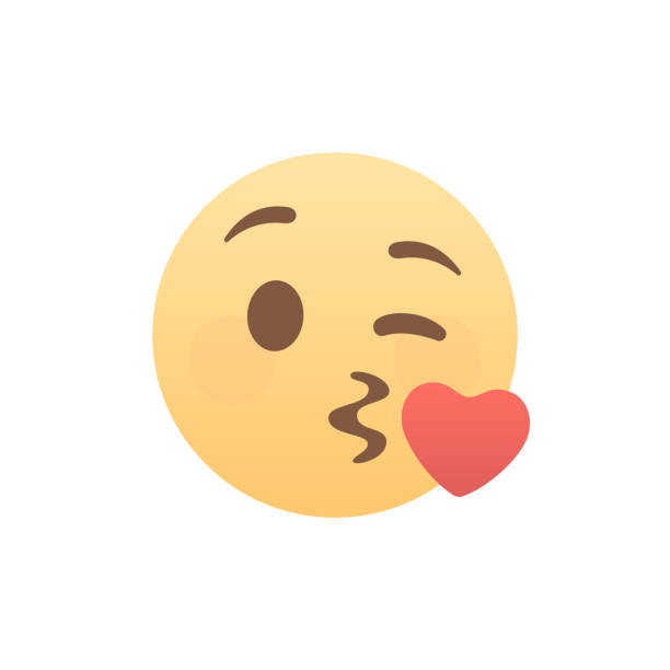 Air Kiss Smiley Face Flat Design Smiley Face kissing on the mouth stock illustrations