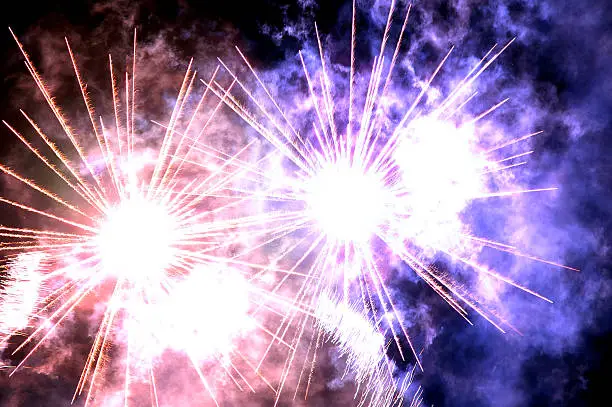 Red and blue fireworks