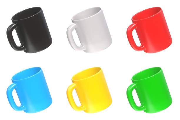 istock Set of Realistic ceramic cups or empty mugs for coffee, drink or tea on White Background 1393878141