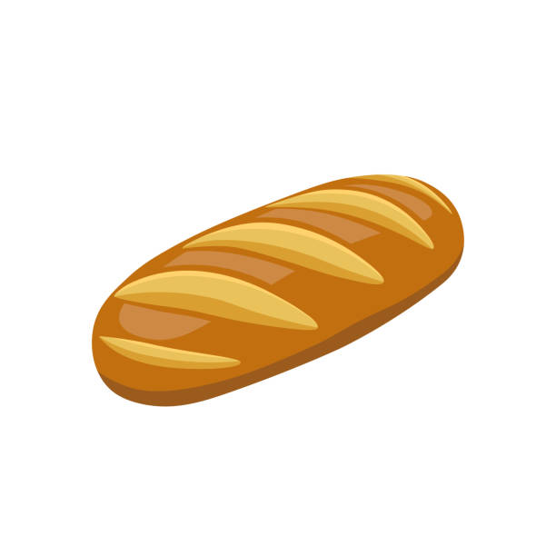 illustrations, cliparts, dessins animés et icônes de illustration plate de long pain. miche de pain. vecteur bun. - bread white background isolated loaf of bread