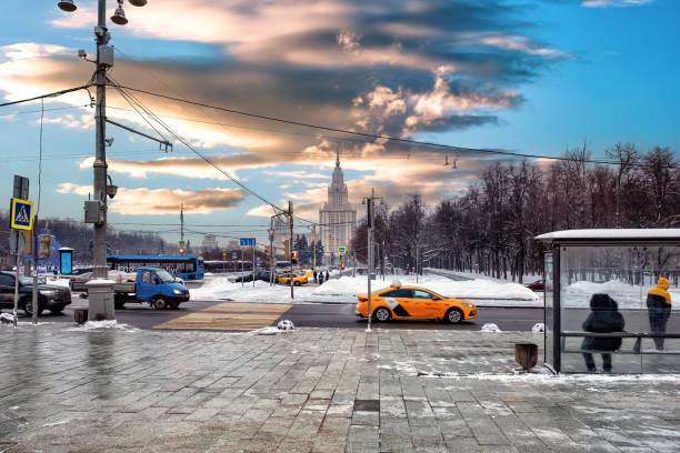 A splended view of Moscow Univercity in winter Moscow, Russia - January 15, 2021