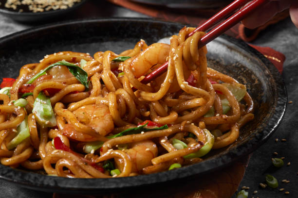 istock Mongolian Shrimp with Udon Noodles 1393882066