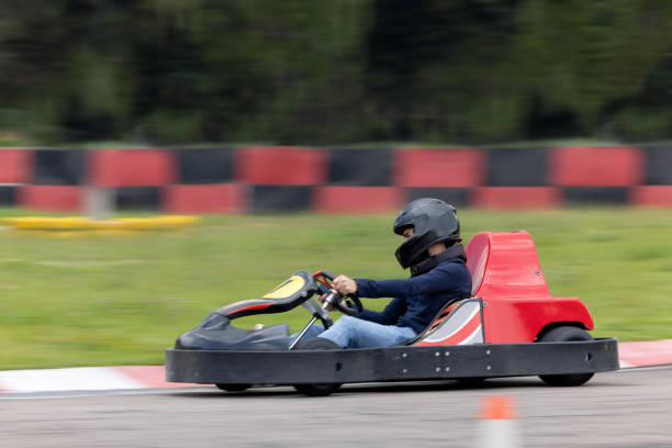 istock Man racing in go-carts and going at high speed 1393884715