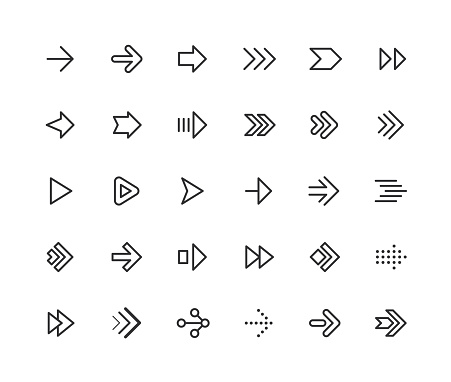 Set of arrow line vector icons. Editable stroke.