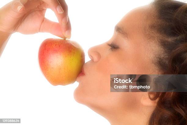 Kissing The Apple Stock Photo - Download Image Now - Adult, Apple - Fruit, Beautiful People