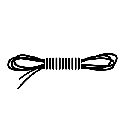 Rope icon. Black contour linear silhouette. Horizontal front side view. Vector simple flat graphic illustration. Isolated object on a white background. Isolate.