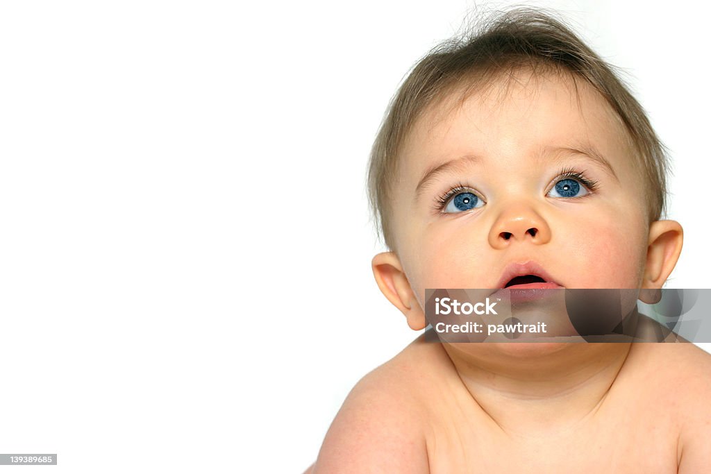 Baby Blue Eyes Portrait of a Baby Boy on White Baby - Human Age Stock Photo