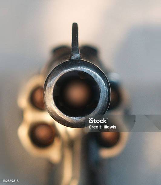 Loaded Revolver Pointed At Viewer Stock Photo - Download Image Now - Aiming, Armed Forces, Bullet