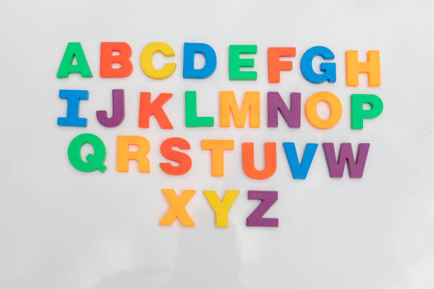 A to Z plastic letters set on a white background
