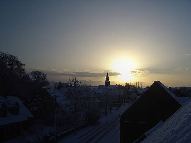 Belgium in snow 3 stock photo