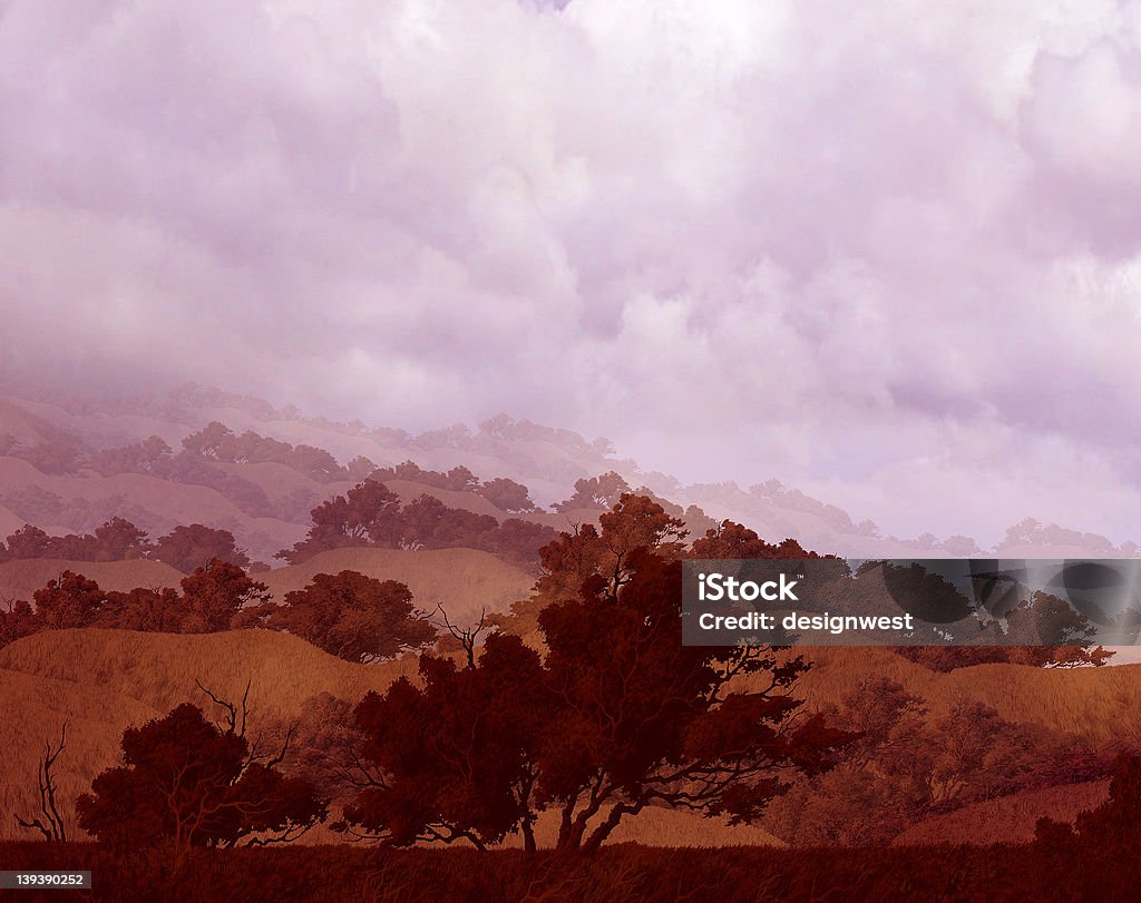 Colline & alberi di quercia - Foto stock royalty-free di Albero