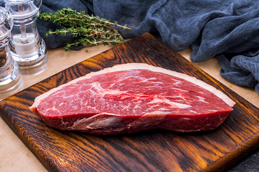 raw beef steak Picanya (rear cut) on the board