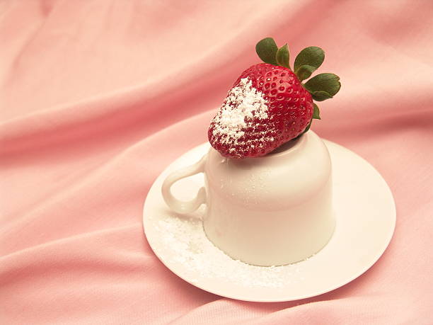 Strawberry on a cup stock photo