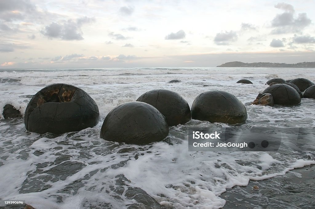 Moeraki Boulders Moeraki Boulders, New Zealand, spherical geological formations Beach Stock Photo