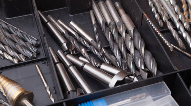 case with drill bits stock photo