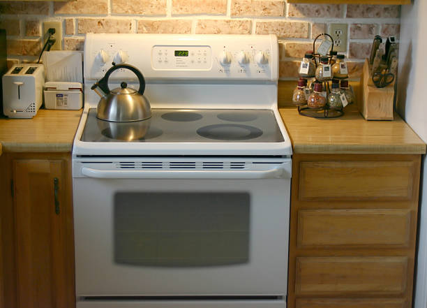 istock Close-up of old stove with necessary kitchen appliance 139390771
