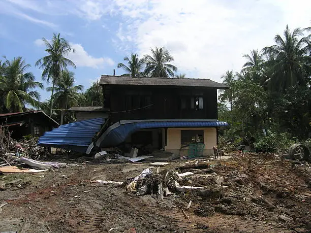After a natural disaster, this photo shows what remains and the extent to which a house is destroyed
