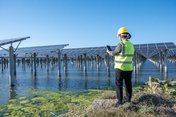 at a seaside solar power plant