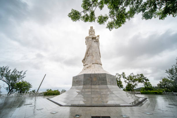 The Mazu Temple in Macau, the statue of Mazu on the top of the mountain