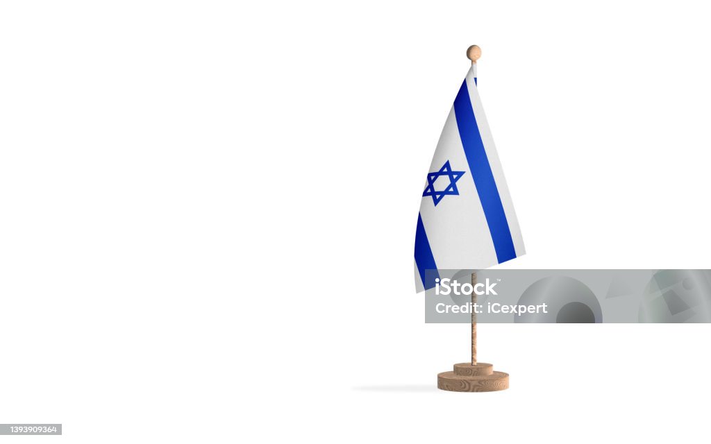 Israel flagpole with white space background image Israeli Flag Stock Photo