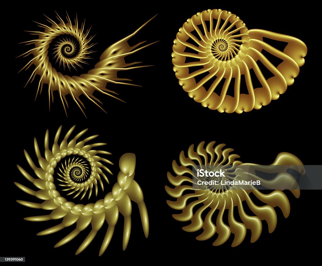 Four Fractal Spirals Frour fractal spirals - nice for collages, accents, web icons and more. Bizarre Stock Photo