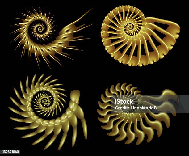 Four Fractal Spirals Stock Photo - Download Image Now - Bizarre, Decoration, Design