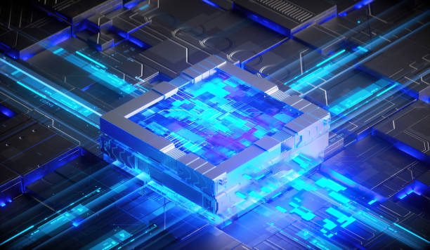 istock 3D rendering of cyberpunk AI. Circuit board. Technology background. Central Computer Processors CPU and GPU concept. Motherboard digital chip. Tech science background. 1393911571