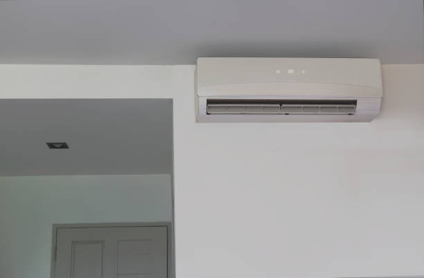 istock Wall mounted air conditioner that is installed in the bedroom. 1393916397