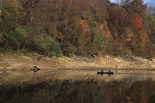 cumberland river canoers stock photo