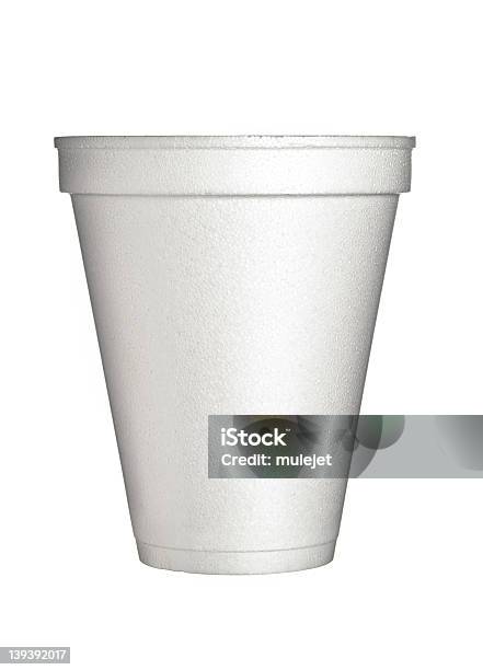 A Styrofoam Cup On A White Background Stock Photo - Download Image Now - Drinking Glass, Polystyrene, Cup