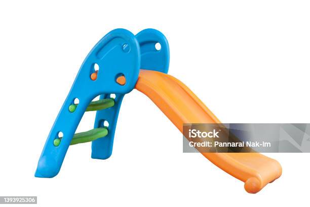 Plastic Slide Is A Toy That Children Be Satisfied Isolated On White Background Included Clipping Path Stock Photo - Download Image Now
